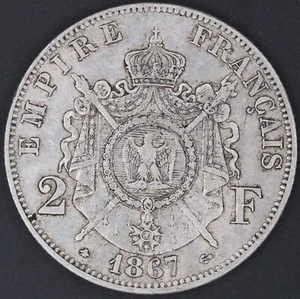FRANCE 2 FRANCS NAPOLEON III 1867 A ARGENT - Foto 1 di 2