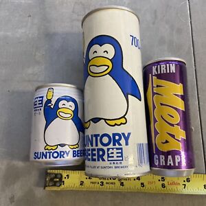 Suntory Beer Penguin Beer can Japan Empty 2for1 Bonus Grape Nice LðŸ‘€K