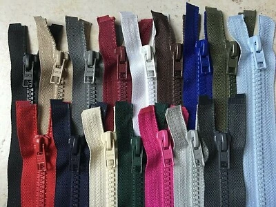 OPTI & YKK BRANDED #5 CHUNKY PLASTIC OPEN-END ZIPS 10"- 36" - 16 COLOURS - OPTI BY COATS