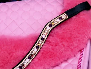 FSS Opal Rose Gold Amethyst Quartz Crystal SHIMMER Bling Curve Shape Browband 🦄 - Picture 1 of 2
