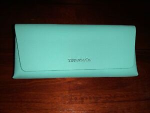 Eyeglass-Sunglass Leather Case Semi Hard Authentic Tiffany & Co. Turquoise Blue
