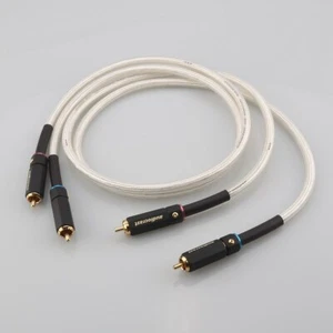 Par de cables enchapados en plata OFC enchufe enchapado en oro cable RCA de interconexión de audio HIFI - Imagen 1 de 6