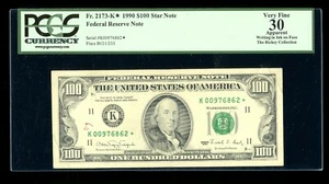 DBR 1990 $100 FRN Dallas STAR Fr. 2173-K* PCGS App 30 Serial K00976862* - Picture 1 of 2