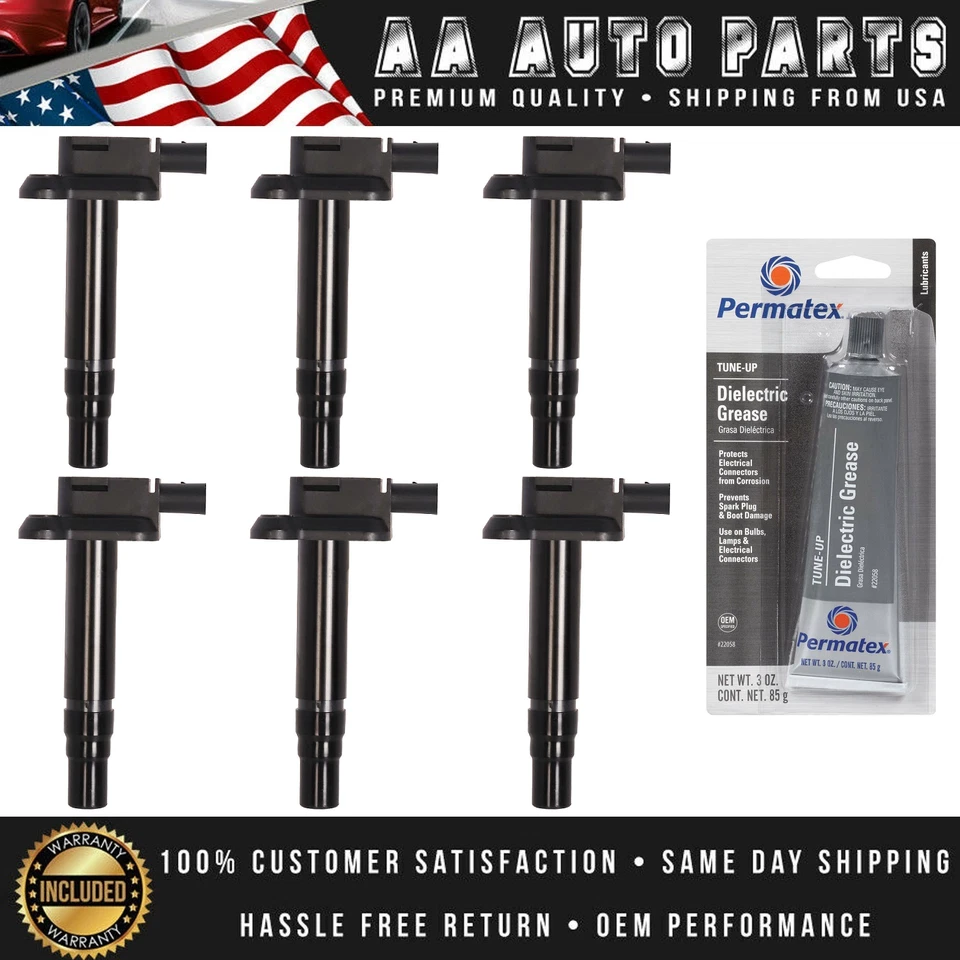 Juego de 6 bobinas de encendido + grasa de afinación para Audi S6 y Volkswagen Sharan UF274 Foto 1 de 4