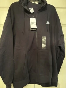 New Nike Sportswear Fleece Full-Zip Hoodie Black Men’s Size 3XL-TALL BV2645-010 - Picture 1 of 6