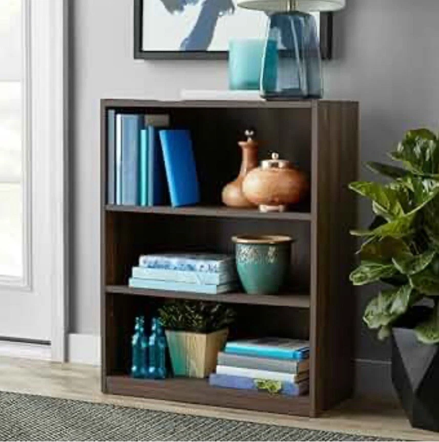 Mainstays 3-Shelf Bookcase with Adjustable Shelves, Canyon Walnut FREE SHIPPING - Image 1 of 3