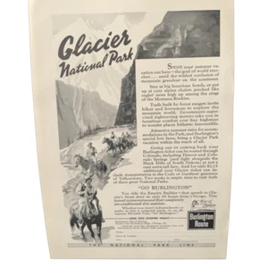 Vintage 1935 Burlington Route Glacier National Park Ad Advertisement - Picture 1 of 4