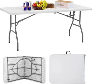 Folding Table, Half Portable Folding Picnic Table for Camping Parties & Events - Picture 1 of 29