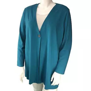 J Jill Wearever Collection Damen Gr. XL türkis Strickjacke Pullover Einknopf - Bild 1 von 15