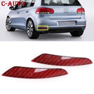 Pair Rear Tail Bumper Reflector Lamps For Volkswagen Golf 6 2009 2010-2013