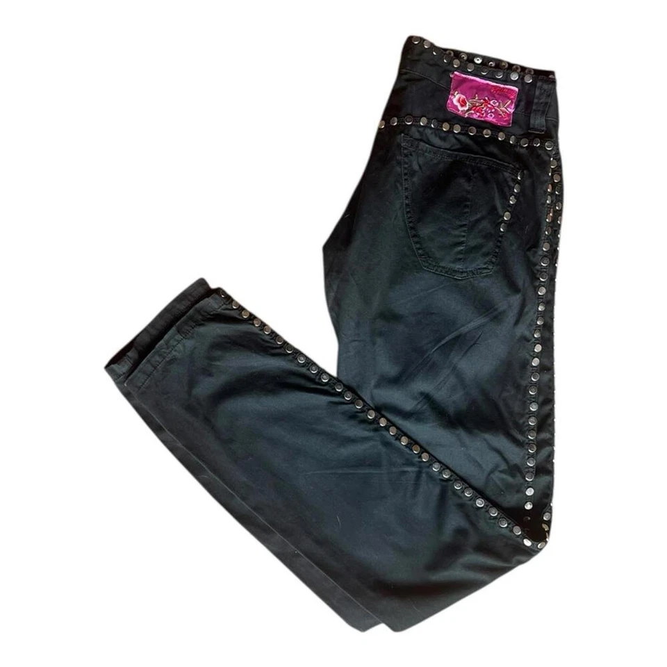 Pantalones para mujer Replay de tiro bajo ajustados negros con tachuelas talla 29 de motociclista Foto 1 de 4