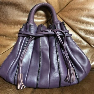 Lupo Handbag Tote Bag Purse Leather Purple USED Good Condition Ships From Japan - Picture 1 of 3