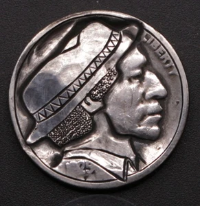 Staubhut - Vintage Tradition - Punkt gehämmert - handgeschnitzt Hobo Nickel - Gravur - Bild 1 von 3