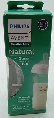 Biberón natural de vidrio Philips Avent con pezón de respuesta natural 8 oz. Biberón Foto 1 de 4