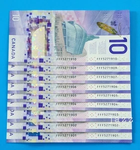 SET OF 10 Canada 2018 Ten Dollar $10 Polymer Wilkins/Macklem #FFF UNC - Bild 1 von 2