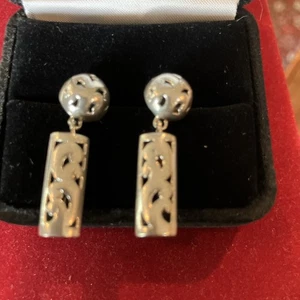 925 sterling silver filigree dangle earrings Estate - Picture 1 of 4
