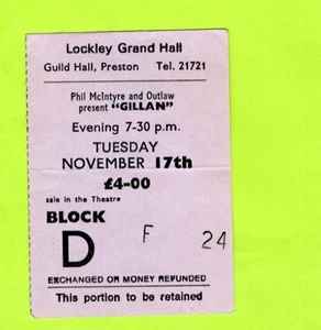 Gillan, Budgie 1981 Concert Ticket Stub Preston, UK, Double Trouble Tour - Picture 1 of 1