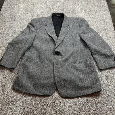 Blazer Jos A Bank Harris Tweed Para Hombres 48R Gris Espiga Lana Abrigo Deportivo Foto 1 de 4