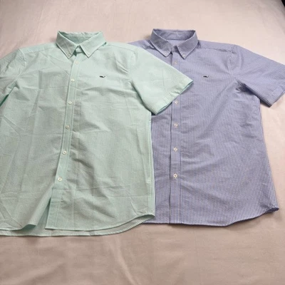 Vineyard Vines Performance 短袖纽扣衬衫 * * 批量 2 * * 男式 LG — 第 1/4 张图片