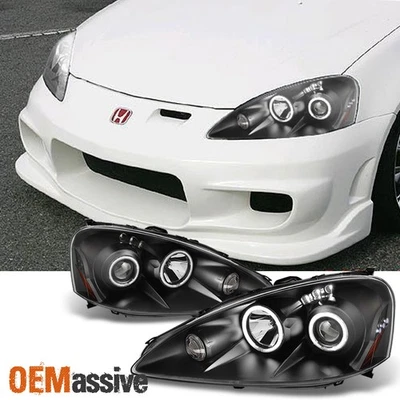 Fit 2005 2006 Acura RSX Integra DC5 Black CCFL Halo Projector LED Headlights - Image 1 of 4