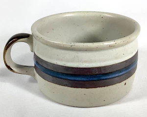 Taza sopa Otagiri HORIZON Japón cerámica gres MCM rayas gris azul EUVC - Imagen 1 de 4