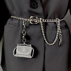 Women Mini Rhinestone Bag Metal Chain Belt Waist bag PU Leather Fanny Pack