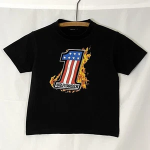 Harley Davidson #1 American Flag Florida Youth Kids Size Medium M Black T-Shirt - Picture 1 of 3