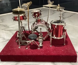 Miniature Instrument Gold Drum Set 5.25" x 3.5" Desktop Mini Figurine - Picture 1 of 5