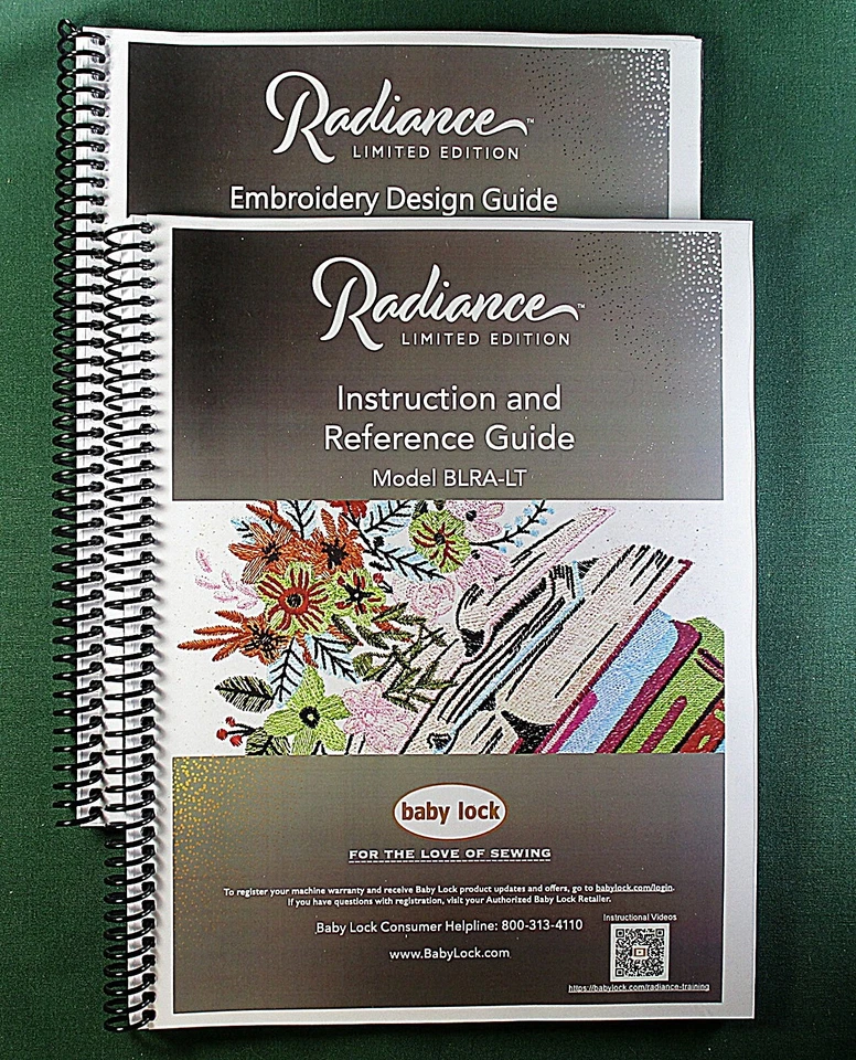 Baby Lock Radiance BLRA-LT Embroidery Design Guide & Instruction Manual Set!