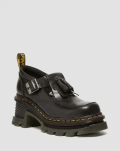Dr. Martens Women's Corran Atlas Leather Mary Jane Heeled Shoes Black - Picture 1 of 9