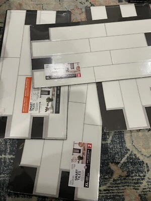 4X 2 Pack Smart Tiles Oslo White Vinyl Peel and Stick Tile SM1135G-02-QG - Image 1 of 4