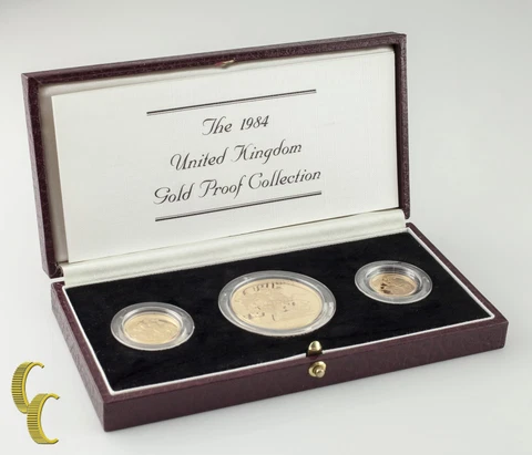 1984 United Kingdom Royal Mint Gold Proof Collection w/ Box and CoA Cover