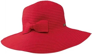 Sun 'N' Sand Classic Snap & Go Foldable Hat with Bow Trim (One Size - Red) - Picture 1 of 4
