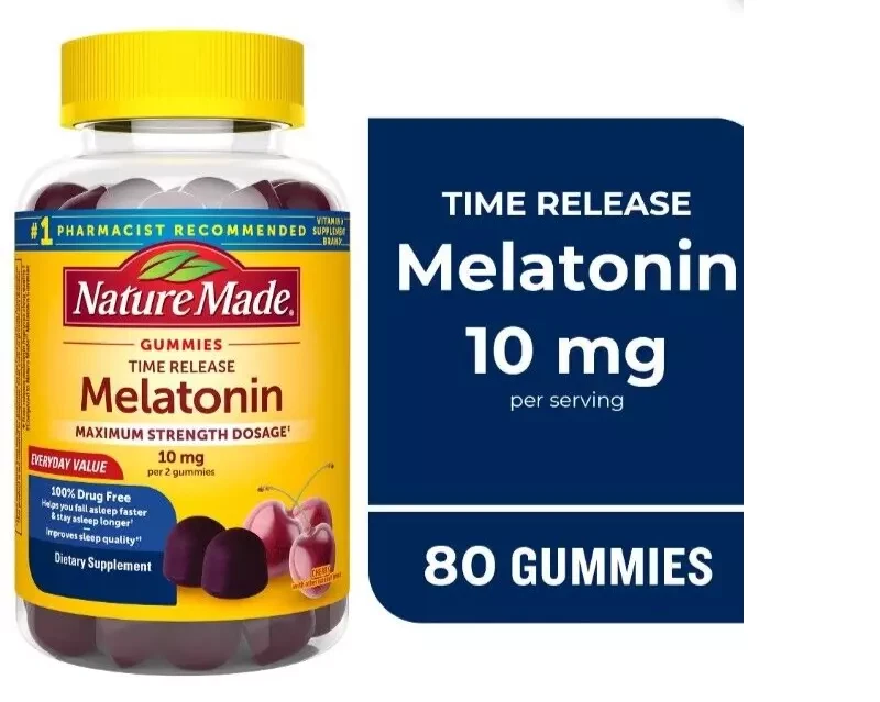 Gomitas Nature Made Melatonina 10 mg 80 quilates - Ayuda para dormir de fuerza máxima, liberación de tiempo Foto 1 de 4