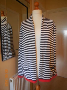 Tulchan sz16-18 Blue/White/Red Striped Pure Cotton Cardigan Ua to Ua 25ins:64cm. - Picture 1 of 8