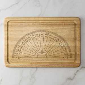 Tabla de cortar de madera grabada transportador queso para servir novedad grados ángulos - Imagen 1 de 8