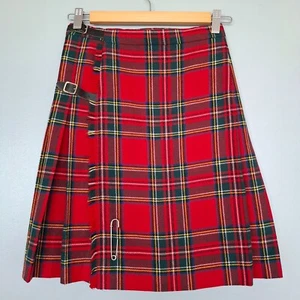 Vintage TARTAN KILT Red Royal Stewart XS or Junior 100% wool Glenshiel Scotland - Picture 1 of 6