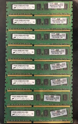 Lot of (8) Micron 1GB 1Rx8 DR3 PC3-10600E-9-10-D0. Memory Ram MT9JSF12872AZ - Image 1 of 3