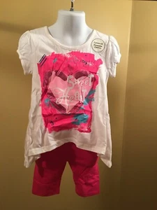 Girls' 2 piece tunic and biker short set heart love pink set size 4 - Picture 1 of 4