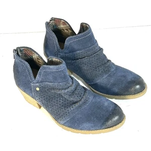 Earth Origins Damen-Stiefeletten aus perforiertem Wildleder blau Raffung Reißverschluss Größe 8,5 - Bild 1 von 11