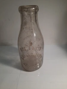 STAPLE DAIRY COMPANY CLEAR ONE QUART. GLASS MILK BOTTLE - Picture 1 of 5