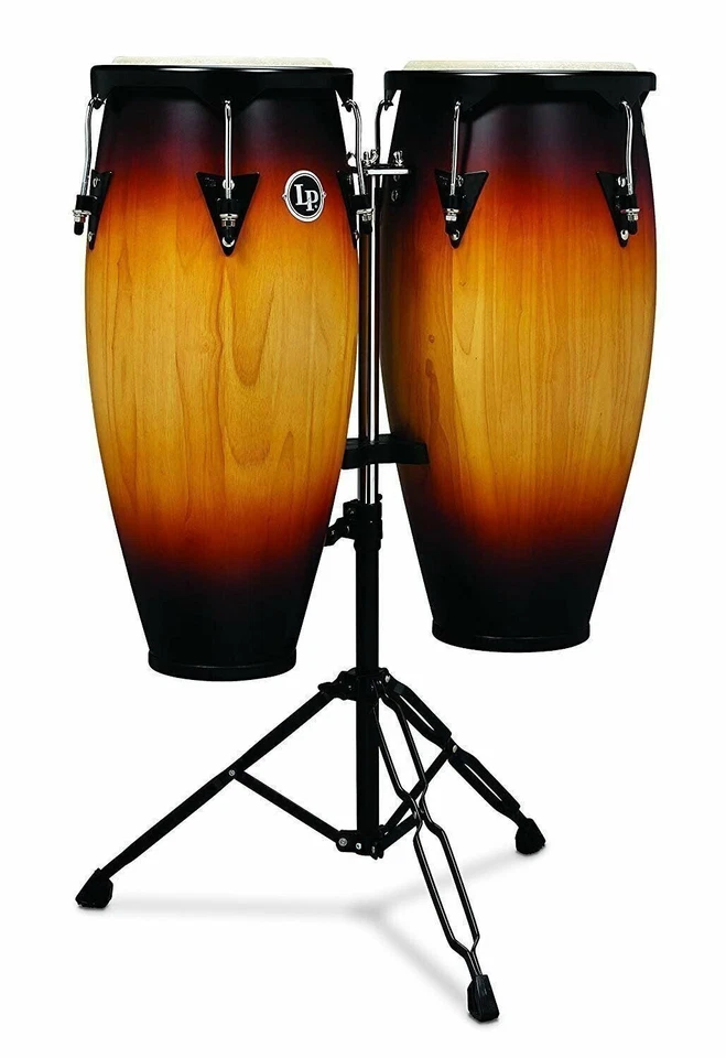 Juego de congas de madera de ciudad LP de percusión latina de 10" y 11" - Sunburst vintage Foto 1 de 4