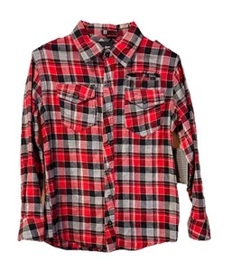 Ocean Current Check Flannel Long Sleeve Button Up Shirt Men Medium New - Picture 1 of 6