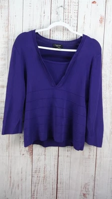 Blusa de punto Spense para mujer PL púrpura mangas 3/4 vibrante elástico pulóver informal Foto 1 de 4