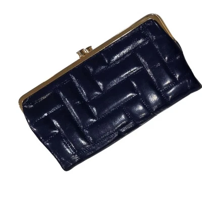 Hobo Bags Int’l Lauren Blue Patent Leather Wallet Clutch Gold Hardware  - Image 1 of 4