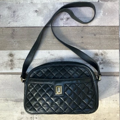 De Colección Judith Leiber Cartera Bolso de Hombro Cúpula Cuero Negro Acolchado Elegante Dinero Antiguo Foto 1 de 4