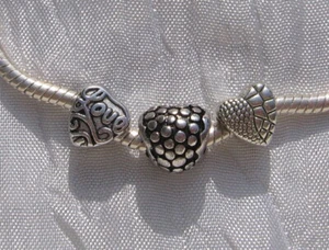 3 CHARMS PERLES ANNEAUX COEURS METAL ARGENTE 10mm compatible serpent *E207 - Picture 1 of 1