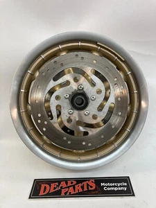 Harley gold 2003 100th anniversary front 9 spoke wagon wheel nice FLHTCUI - Picture 1 of 8
