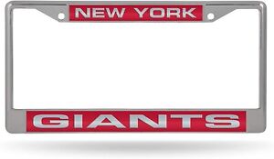 New York Giants Chrome Metal License Plate Frame Tag Cover, Laser Acrylic...