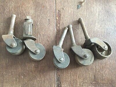 Lot Of 5 Vintage Casters Approx 1  - 4 Wood, 1 Metal • 7.19£